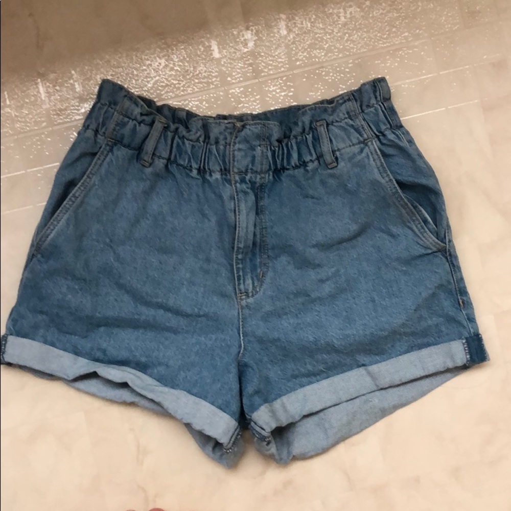 Garage denim shorts, paperbag waist